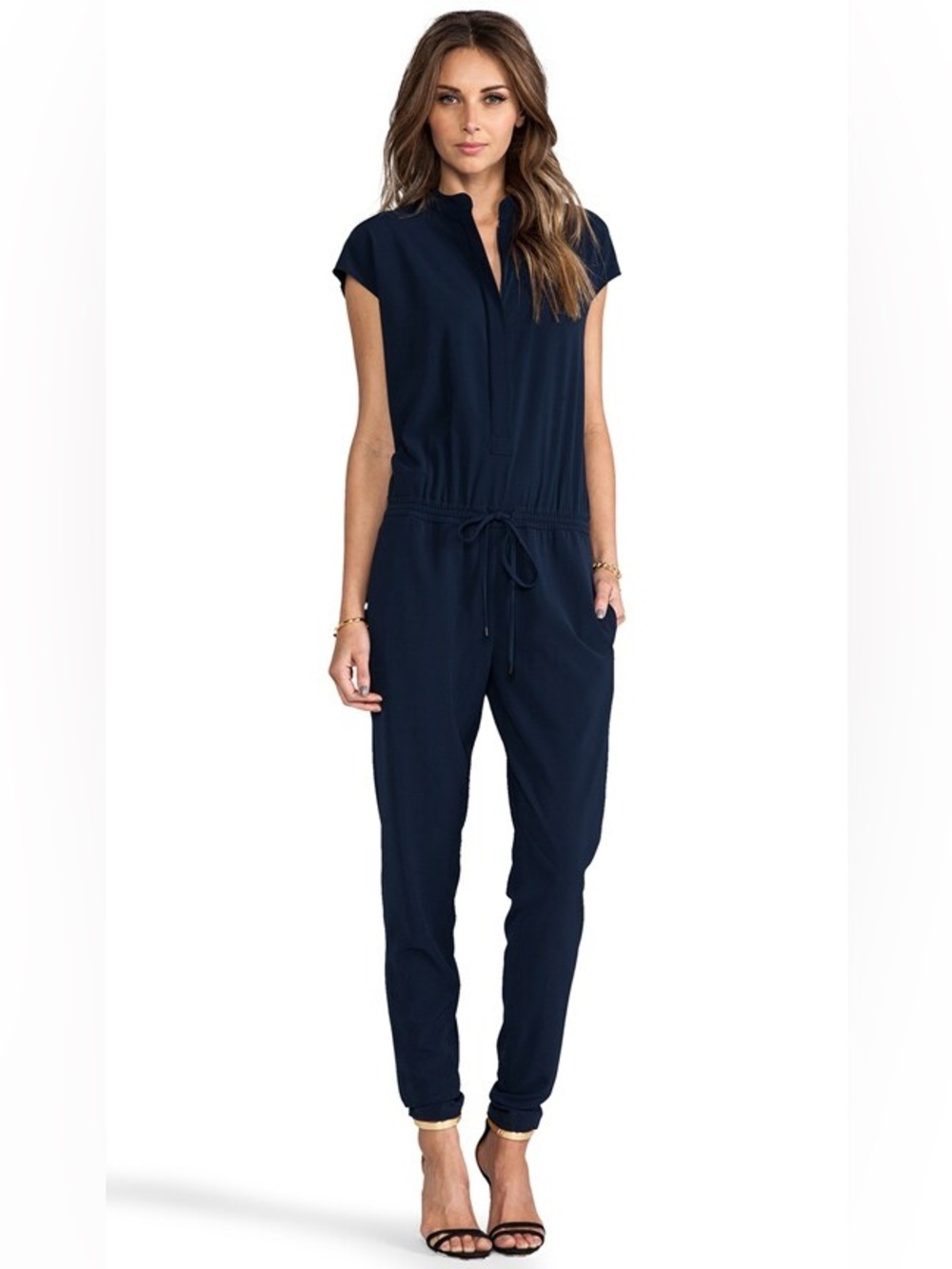 VINCE Navy Blue Zip Jumpsuit size 8
